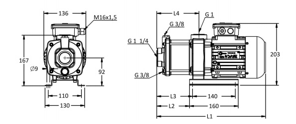 Насос HC05 Miksan - габаритные размеры