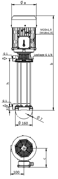 Насосы HDD15 Miksan - чертеж с габаритными размерами