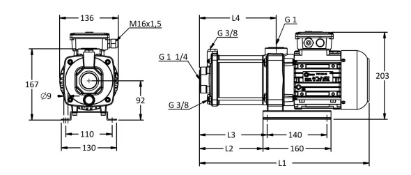 Насос HD05 Miksan - габаритные размеры