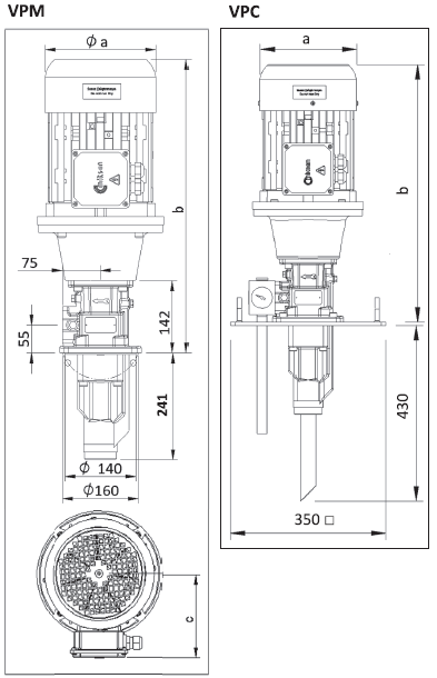 Чертеж винтовых насосов VP2 Miksan 