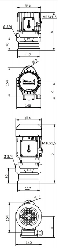 Насос T37 Miksan - габаритные размеры